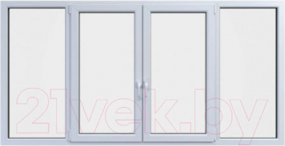 Балконная рама Brusbox Roto NX Поворотно-откидные 2 центральные створки 2 стекла (1650x2650x60)