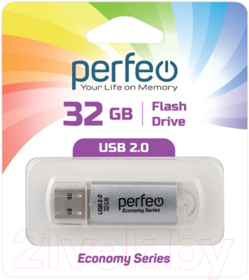 Usb flash накопитель Perfeo 32GB E01 / PF-E01S032ES (серебристый)