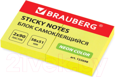 Блок для записей Brauberg Неоновый / 122698 (желтый)