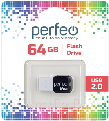 Usb flash накопитель Perfeo 64GB M02 / PF-M02W064 (белый)
