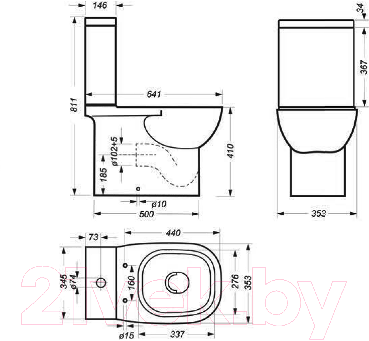 Унитаз напольный Sanita Quadro SL DM Slim QDRSLCC01151022