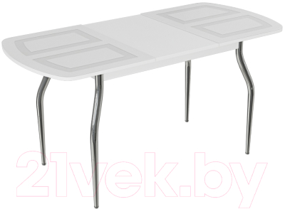 Обеденный стол ВВР Квадро раздвижной 110-150x70 (белый/подстолье изогнутое)