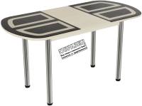 Обеденный стол ВВР Квадро раздвижной 110-150x70 (шоколад/подстолье прямое серый) - 