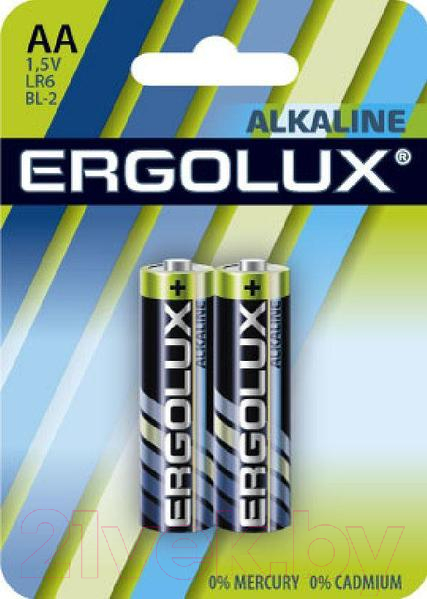 Комплект батареек Ergolux LR6 Alkaline BL-2 (1.5В)