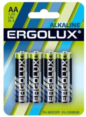 Комплект батареек Ergolux LR6 Alkaline BL-4 (1.5В)