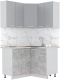 Кухонный гарнитур Интерлиния Мила Лайт 1.2x1.2 (серебристый/бетон/бискайская сосна) - 
