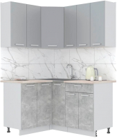 Кухонный гарнитур Интерлиния Мила Лайт 1.2x1.5 (серебристый/бетон/бискайская сосна) - 