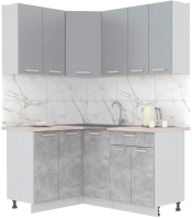 Готовая кухня Интерлиния Мила Лайт 1.2x1.6 (серебристый/бетон/бискайская сосна) - 