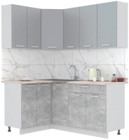 Готовая кухня Интерлиния Мила Лайт 1.2x1.8 (серебристый/бетон/бискайская сосна) - 