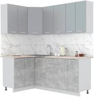 Кухонный гарнитур Интерлиния Мила Лайт 1.2x2.0 (серебристый/бетон/бискайская сосна) - 