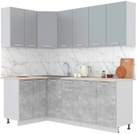 Кухонный гарнитур Интерлиния Мила Лайт 1.2x2.2 (серебристый/бетон/бискайская сосна) - 