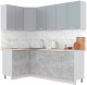 Кухонный гарнитур Интерлиния Мила Лайт 1.2x2.2 (серебристый/бетон/бискайская сосна) - 