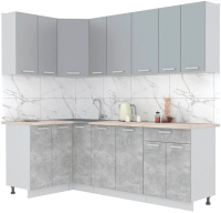 Кухонный гарнитур Интерлиния Мила Лайт 1.2x2.3 (серебристый/бетон/бискайская сосна) - 