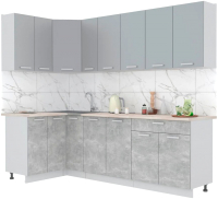 Кухонный гарнитур Интерлиния Мила Лайт 1.2x2.5 (серебристый/бетон/бискайская сосна) - 