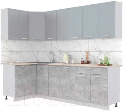 Готовая кухня Интерлиния Мила Лайт 1.2x2.6 (серебристый/бетон/бискайская сосна)