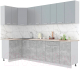 Кухонный гарнитур Интерлиния Мила Лайт 1.2x2.8 (серебристый/бетон/бискайская сосна) - 