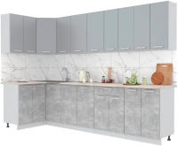 Кухонный гарнитур Интерлиния Мила Лайт 1.2x3.0 (серебристый/бетон/бискайская сосна) - 