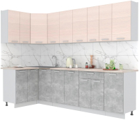Кухонный гарнитур Интерлиния Мила Лайт 1.2x2.8 (вудлайн кремовый/бетон/бискайская сосна) - 