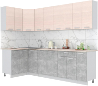 Кухонный гарнитур Интерлиния Мила Лайт 1.2x2.7 (вудлайн кремовый/бетон/бискайская сосна) - 