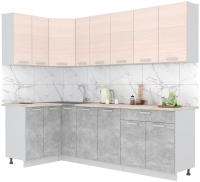 Кухонный гарнитур Интерлиния Мила Лайт 1.2x2.5 (вудлайн кремовый/бетон/бискайская сосна) - 