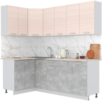 Кухонный гарнитур Интерлиния Мила Лайт 1.2x2.2 (вудлайн кремовый/бетон/бискайская сосна) - 