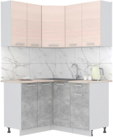 Готовая кухня Интерлиния Мила Лайт 1.2x1.4 (вудлайн кремовый/бетон/бискайская сосна) - 