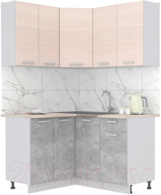 Готовая кухня Интерлиния Мила Лайт 1.2x1.4 (вудлайн кремовый/бетон/бискайская сосна)