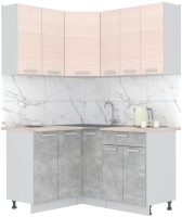 Кухонный гарнитур Интерлиния Мила Лайт 1.2x1.5 (вудлайн кремовый/бетон/бискайская сосна) - 