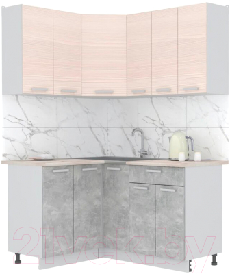 Готовая кухня Интерлиния Мила Лайт 1.2x1.5 (вудлайн кремовый/бетон/бискайская сосна)