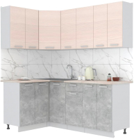 Кухонный гарнитур Интерлиния Мила Лайт 1.2x2.0 (вудлайн кремовый/бетон/бискайская сосна) - 