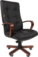 Кресло офисное Chairman 424 WD (кожа, черный) - 