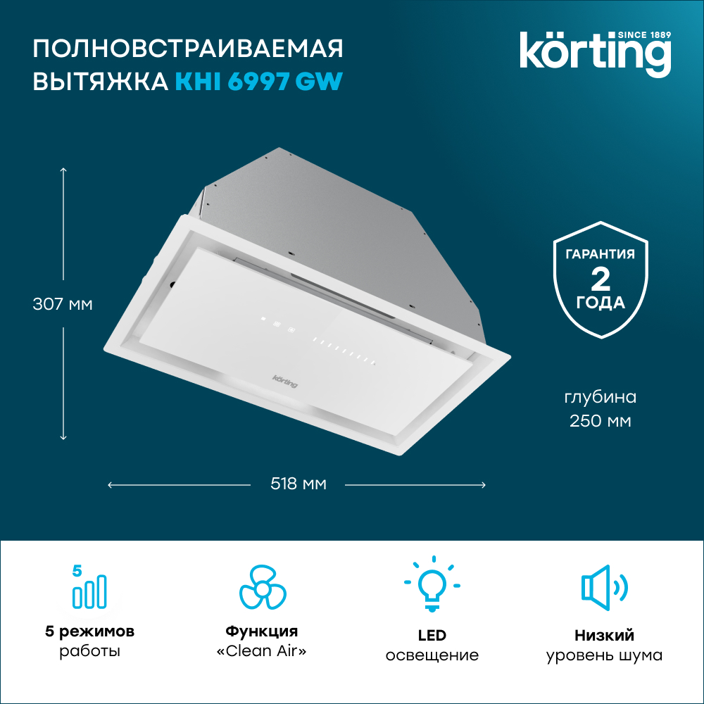 Вытяжка скрытая Korting KHI 6997 GW — фото 4
