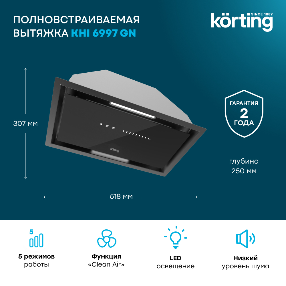 Вытяжка скрытая Korting KHI 6997 GN — фото 6