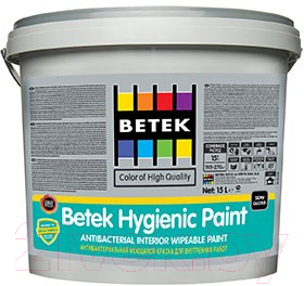 

Краска Betek, Белый, Hygienic Paint S.Gloss White для внутренних работ