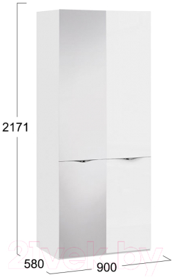 Шкаф ТриЯ Глосс с 1 зеркальной и 1 дверью со стеклом СМ-308.07.213 (белый глянец/стекло)