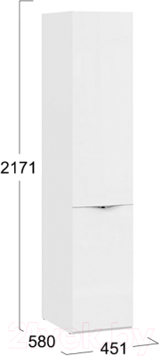 Шкаф-пенал ТриЯ Глосс со стеклянной дверью СМ-319.07.111 (белый глянец/стекло)