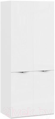 Шкаф ТриЯ Глосс с 2 дверями со стеклом СМ-319.07.211 (белый глянец/стекло)