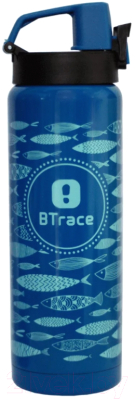 Изображение товара Термос для напитков BTrace 506-600F (синий/рис.рыбы, 600мл)