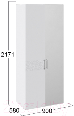 Шкаф ТриЯ Скарлет 1 глухая 1 зеркальная двери СМ-339.07.004 зеркало справа (белый глянец)