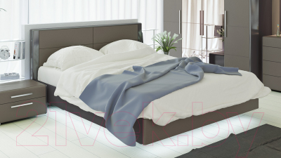 Двуспальная кровать ТриЯ Наоми СМ-208.01.01 160x200 (серый/джут)