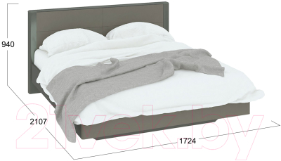 Двуспальная кровать ТриЯ Наоми СМ-208.01.01 160x200 (серый/джут)