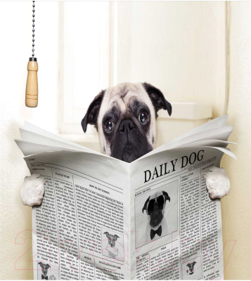 Шторка-занавеска для ванны JoyArty Собака с газетой / sc_41936