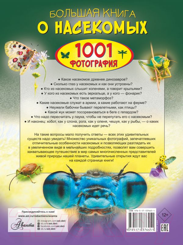 Энциклопедия АСТ Большая книга о насекомых. 1001 фотография