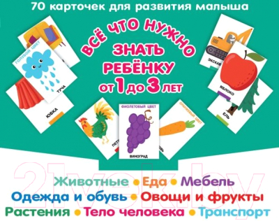 Развивающие карточки АСТ Все, что нужно знать ребенку от 1 до 3 лет (Дмитриева В.Г.)