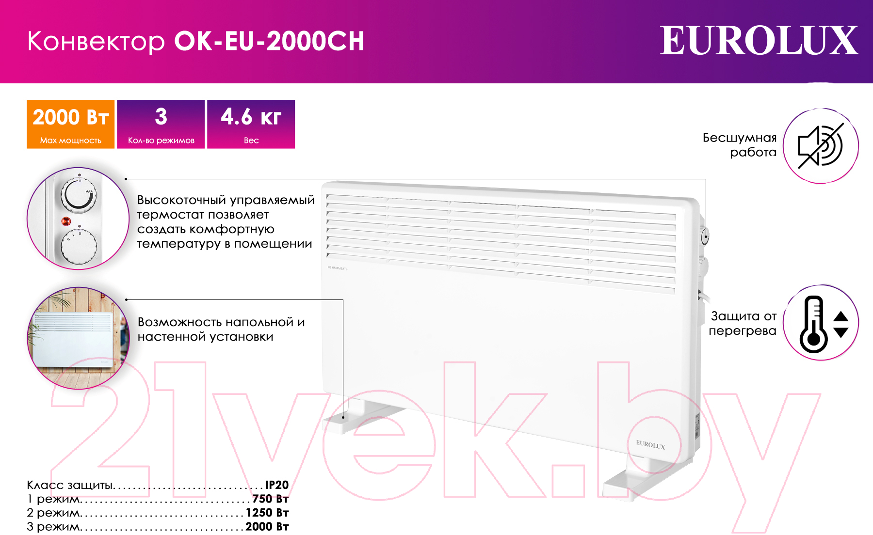 Конвектор EUROLUX ОК-EU-2000CH