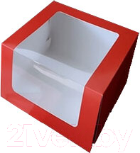 Набор коробок упаковочных для еды Krafteco Мусс с печатью 235x235x115мм (10шт, красный)