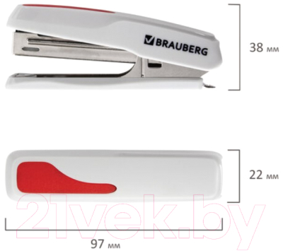 Степлер Brauberg Extra / 229082 (серый/красный)