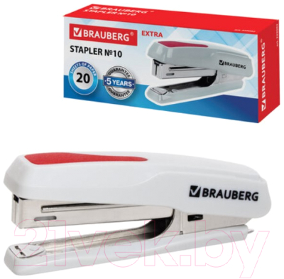Степлер Brauberg Extra / 229082 (серый/красный)