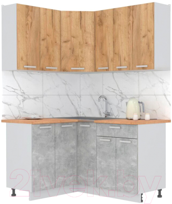 Готовая кухня Интерлиния Мила Лайт 1.2x1.5 (дуб золотой/бетон/дуб бунратти)
