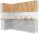 Готовая кухня Интерлиния Мила Лайт 1.2x2.8 (дуб золотой/бетон/дуб бунратти) - 